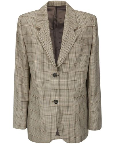 Totême Windowpane-Check Suit Jacket - Natural