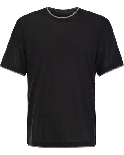Brunello Cucinelli Silk And Cotton T-Shirt - Black