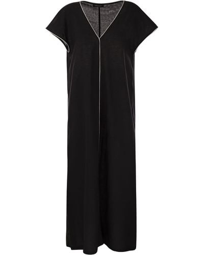 Fabiana Filippi Linen V-Neck Dress - Black