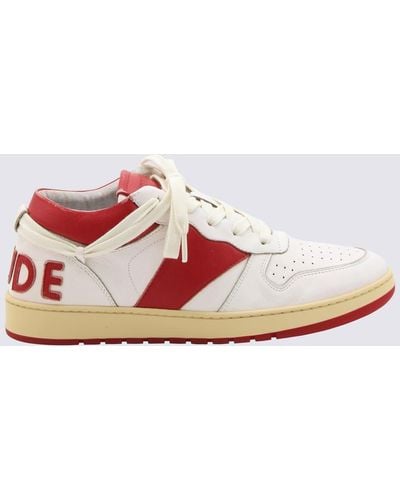 Rhude White And Red Leather Sneakers - Pink