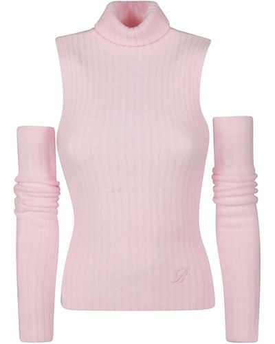 Blumarine Cut Out Turtleneck Sweater - Pink