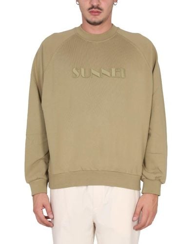 Sunnei Sweatshirt With Logo Embroidery - Natural