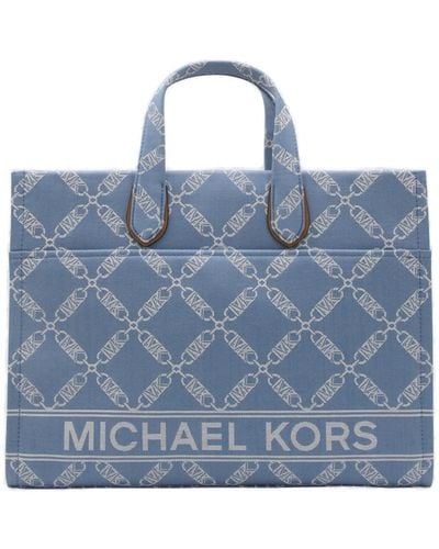 MICHAEL Michael Kors Denim Multicolor Canvas Blauwe Tote Bag - Blue