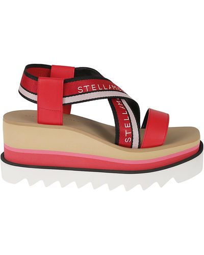 Stella McCartney Stripy Webbing Sandals - Red
