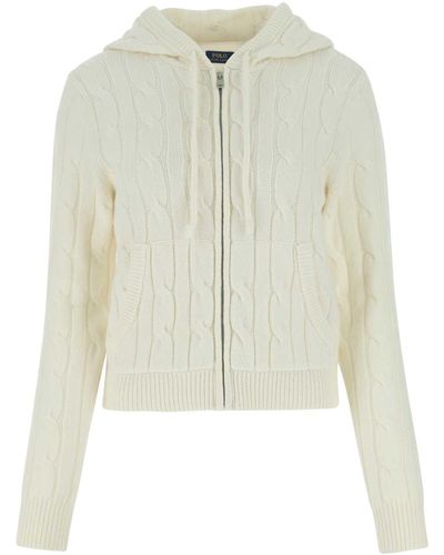 Polo Ralph Lauren Ivory Wool Blend Cardigan - White