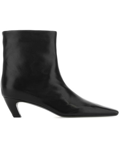 Khaite Leather Arizona Ankle Boots - Black