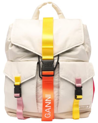 Ganni Multicolour Tech Backpack - White