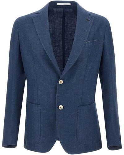 Eleventy Linen, Wool And Silk Blazer - Blue
