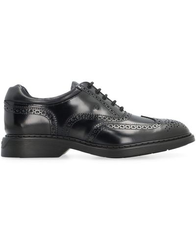 Hogan H576 Leather Lace-up Shoes - Black
