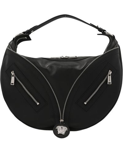 Versace Hobo Repeat Shoulder Bag - Black