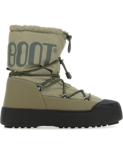 Moon Boot Suede And Fabric Mtrack Ankle Boots - Green