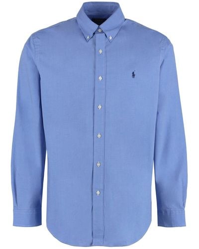 Ralph Lauren Button-Down Collar Cotton Shirt - Blue