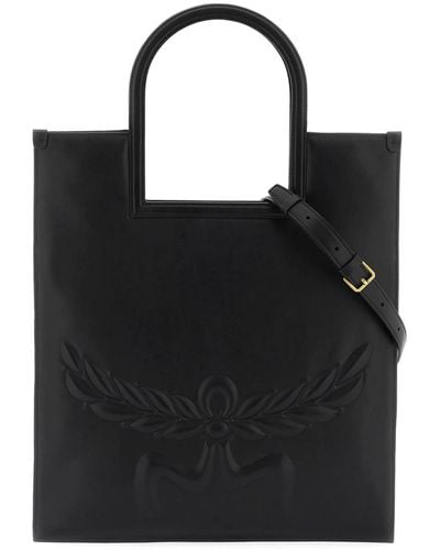 MCM Leather Handbag With Shoulder Strap - Black