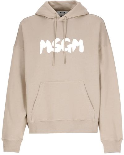 MSGM Hoodie With Logo - Natural