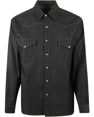 Maison Margiela Collared Long-sleeve Denim Shirt - Black
