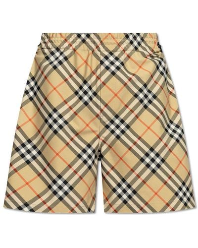 Burberry Checked Shorts, - White