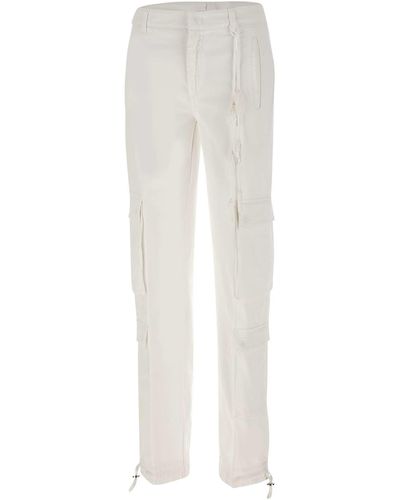 Dondup Tori Floral Ribbon Cotton Trousers - White