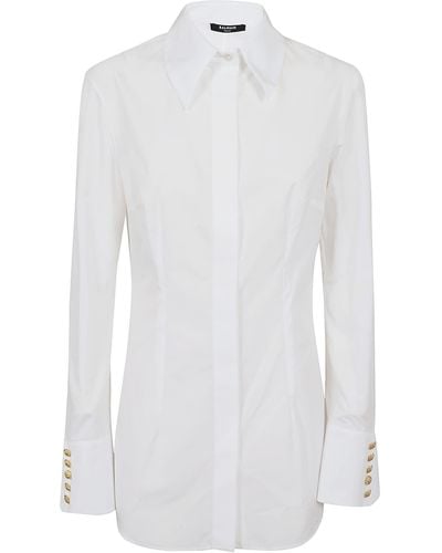 Balmain Ls Popeline Fitted Shirt - White