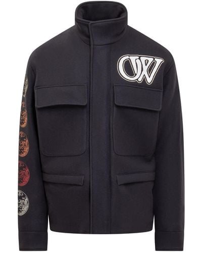 Off-White c/o Virgil Abloh Varsity Virgin Wool Jacket - Blue