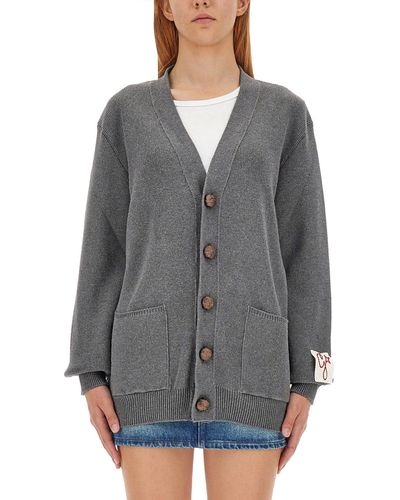 Golden Goose Cardigan With Logo - Gray