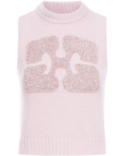 Ganni Graphic Wool Mix Vest - Pink