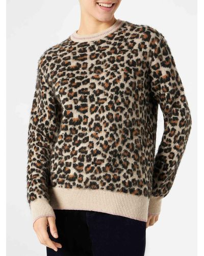 Mc2 Saint Barth Brushed Sweater With Leopard Pattern - Black