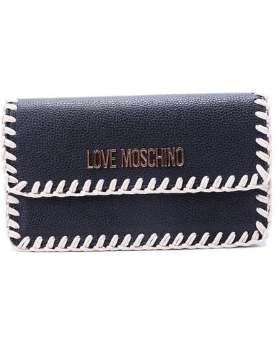 Love Moschino Whipstitch-trim Chain-linked Shoulder Bag - Blue
