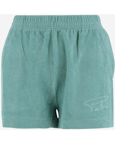 Patou Cotton Terry Short Pants With Logo - Green