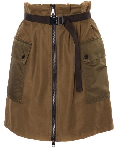 Moncler High Waist Zipped Cargo Mini Skirt - Brown