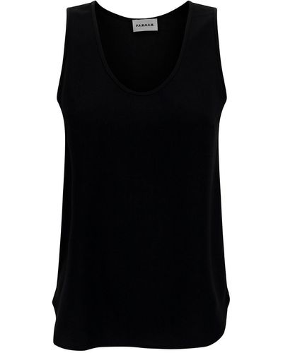P.A.R.O.S.H. Tank Top With Plunging U Neckline - Black