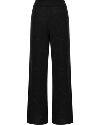 Fabiana Filippi Cotton And Linen Pants With Micro Sequins - Black