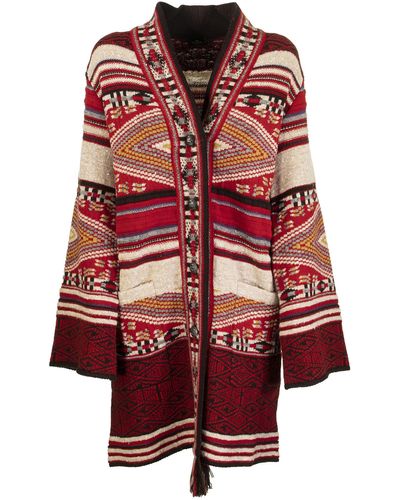 Etro Jacquard Coat With Pegaso Buttons - Red