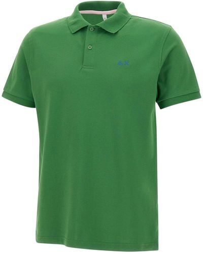 Sun 68 Solid Piquet Cotton Polo Shirt - Green