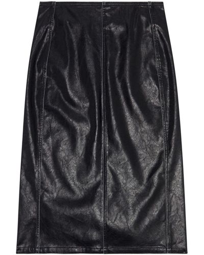 DIESEL Leather Effect Midi Skirt - Black