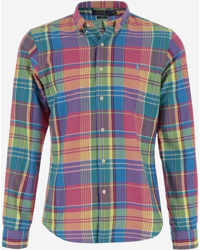 Ralph Lauren Cotton Shirt With Check Pattern - Blue