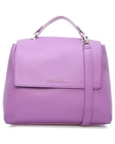 Orciani Sveva Soft Small Leather Handbag With Shoulder Strap - Purple