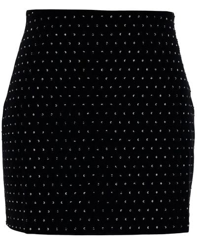 ANDAMANE Nerea Mini-Skirt With All-Over Rhinestone - Black