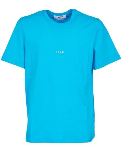 MSGM Logo Detail Round Neck T-Shirt - Blue
