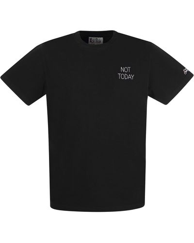 Mc2 Saint Barth Cotton T-Shirt With Not Today Print - Black