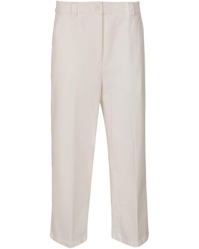 Aspesi Cropped Buttoned Trousers - White