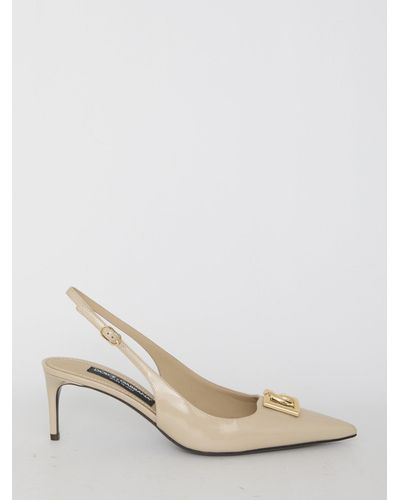 Dolce & Gabbana Slingback In Shiny Leather - Natural