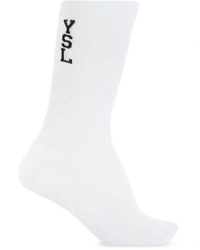 Saint Laurent Socks With Logo - White