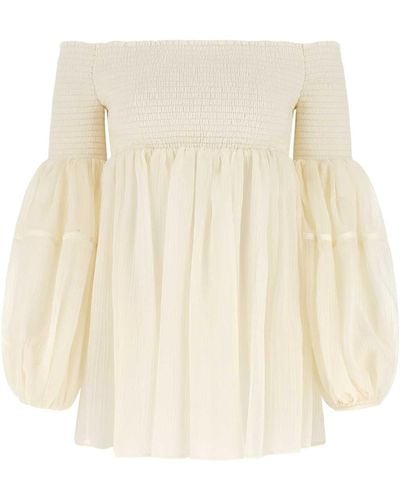 Chloé Ivory Wool Blouse - Natural