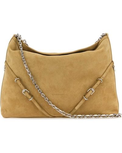 Givenchy Suede Voyou Chain Shoulder Bag - Natural