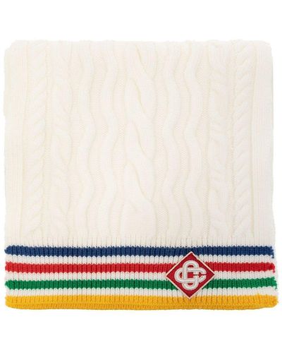 Casablancabrand Logo Patch Knitted Scarf - White