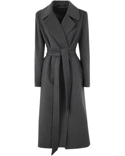 Tagliatore Belted Coat With Revers - Grey