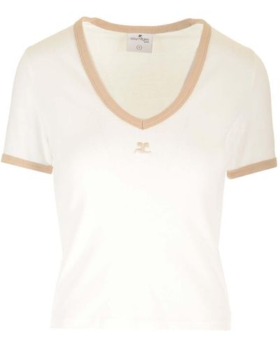 Courreges T-Shirt With Contrasting Hems - White