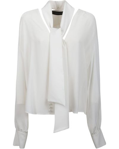 FEDERICA TOSI Pussy-Bow Pleated Blouse - White