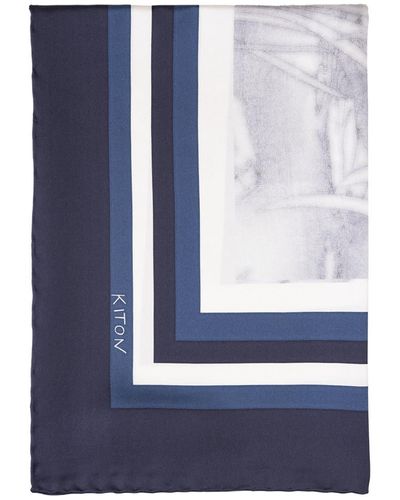 Kiton Printed Silk Scarf - Blue
