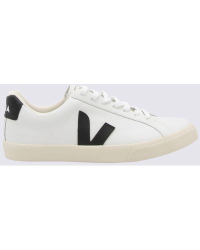 Veja White And Black Leather Sneakers